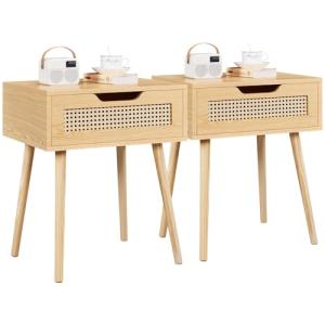 Yaheetech 2 pcs Mesillas de Noche Trenzada en RatánDormitor…