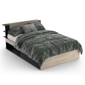 Cama Matrimonio Life en Color Roble Kronberg y Negro Mate c…