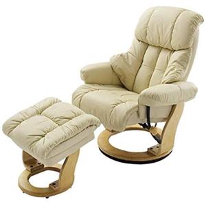 Silla Robas Lund con puf crema en cuero Calgrey natural / C…