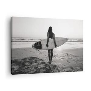 ARTTOR Lienzos decorativos Mujer Playa Surf Cuadro Sobre Li…