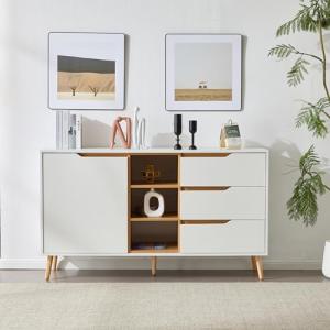 Aparador moderno blanco con estantes ajustables, 3 cajones…