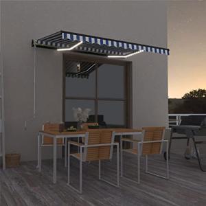 IKAYAA Toldo Manual Retráctil 400 x 300 cm con luz LED, Tol…