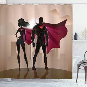 ABAKUHAUS superhéroe Cortina de Baño, Pareja Caliente Hero…