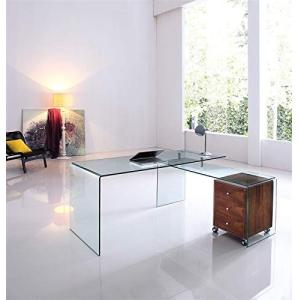 HABITMOBEL Conjunto Oficina : Mesa de Cristal Curvado de 17…
