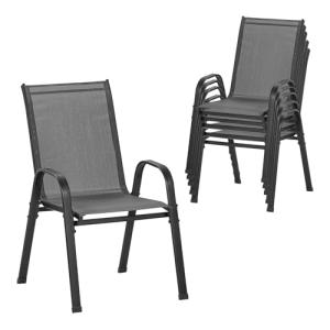 WOLTU Sillas de Jardín, Juego de 6 Sillones Apilables de Ex…