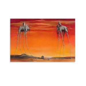 NENGKUAI Póster de pintura de Salvador Dalí "Los elefantes,…
