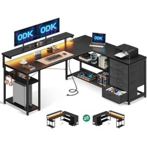 ODK Escritorio con Cajones, Escritorio Esquinero Reversible…