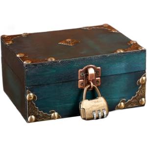 ACTIUSIS Cofre del tesoro de madera vintage, cofre del teso…