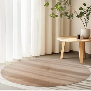 HomebyHome Alfombra Redonda Beige 160 cm Alfombra de Pelo C…