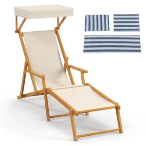 COSTWAY Tumbona Jardin Exterior de Madera de Abedul, Respal…