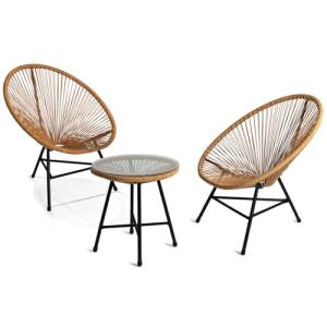 IDMarket – Salón de jardín Izmir Mesa y 2 sillones Huevo Co…