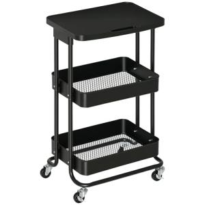 HOMCOM Carrito de Cocina con Ruedas Carro de Almacenamiento…