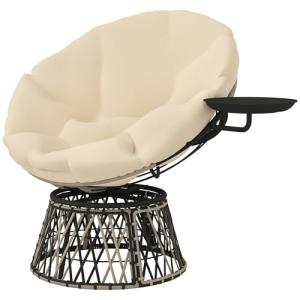 Outsunny sillón papasan ratán sillón de mimbre giratorio 36…
