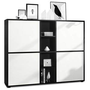 Vladon Highboard Cuba V3, Negro Mate/Blanco Mate - Aparador…