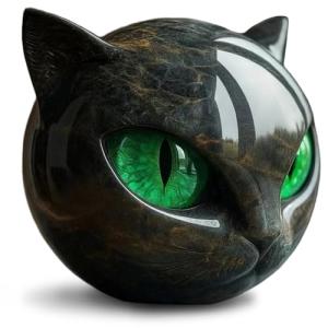 SMELEYOU Escultura de Piedra de Gato Negro de Lujo Lucky Ge…