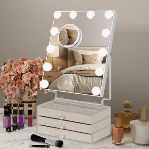 YU YUSING Hollywood Espejo Maquillaje con Luz 12 LED, Joyer…