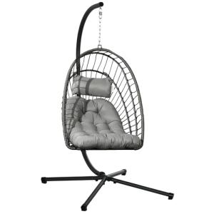 Outsunny Silla Colgante de Ratán Sillón Colgante Plegable c…
