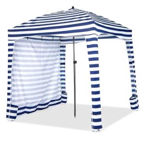 COSTWAY Sombrilla Playa Grande con Pared Lateral Desmontabl…