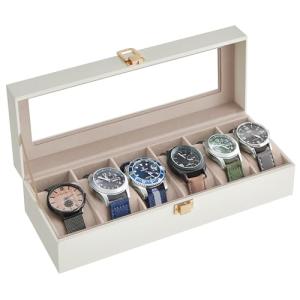 SONGMICS JWB006W01 - Caja de relojes con 6 ranuras, caja de…