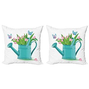 ABAKUHAUS Floral Set de 2 Fundas para Cojín, Ramo de Tulipa…