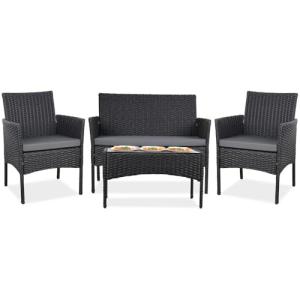 YOEVU - Set Jardín 4 Piezas | Sofá, Sillas con Cojines Lava…