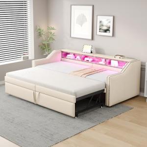 Moimhear Cama tapizada sofá cama extensible, compartimento…