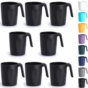 Berglander tazas de café de plástico negro con asas 8 pieza…