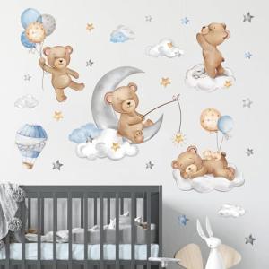 decalmile Pegatinas de Pared Oso Durmiendo Luna Vinilos Dec…