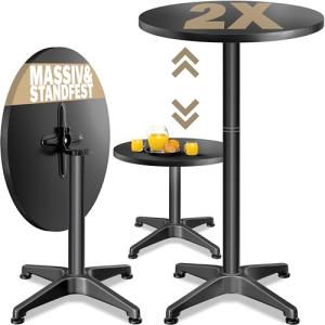 CASARIA® Set 2X Mesas de Bar Alta 2en1 Plegables Altura Aju…
