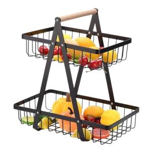Frutero negro con 2 niveles, frutero moderno, práctico frut…