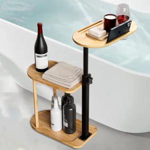 Mannicix Bandeja Bañera de Bambú, Tabla Baño, Mesa Auxiliar…