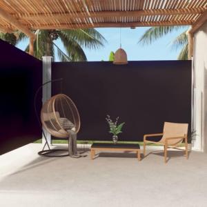 Vetnasa Toldo Lateral retráctil Negro 220x600 cm Casa y jar…