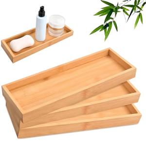 3 Piezas Bandejas de Bambú Natural -28*10*3 cm- Bandejas Re…