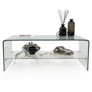 Homely - Mesa de Centro de Cristal Curvado y Templado de un…