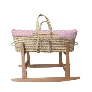 Moisés de Mimbre Natural para Bebé con Base de Madera - Hec…