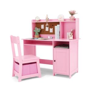 JOYLDIAS Escritorio infantil de madera para niños con silla…