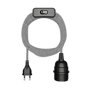 ledscom.de Cable textil LEKA, enchufe, interruptor, negro,…