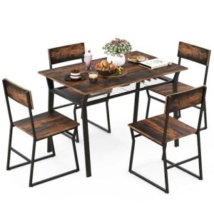 COSTWAY Mesa de comedor con 4 sillas, conjunto de mesa y 4…