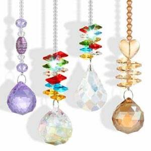 LEMESO 4 Piezas Colgante de Cristal Hogar Atrapasoles Adorn…