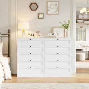HOCSOK Cómoda de 111 cm, color blanco, aparador con 5 cajon…