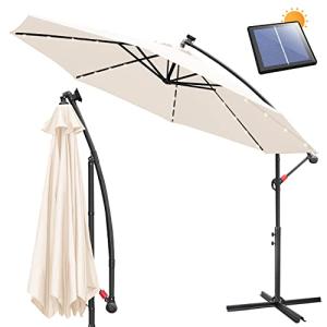 Ansobea 350CM Sombrilla terraza exterior con Solar LED, Som…