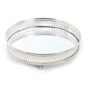 KARRMA - Bandeja decorativa de metal con espejo de cristal…
