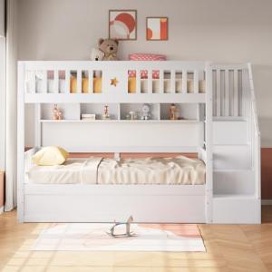 Moimhear Cama de madera, debajo de la cama hidráulica, esca…