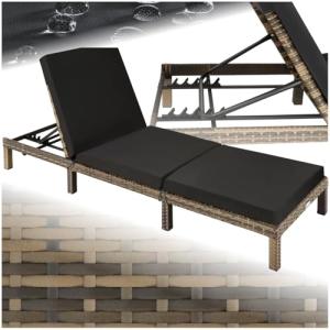 TecTake® Tumbona Jardín Exterior de Ratán y Acero con Cojin…