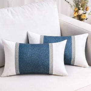 Funda Cojines Azul 30x50 Funda de AlmohadaL Lumbar Algodón…