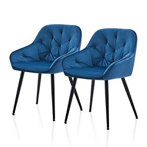 TUKAILAi 2 sillas de comedor tapizadas de terciopelo para o…