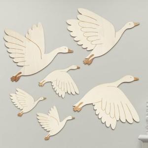 COLOFALLA 6pcs Decoración Pared Bebé Cisne Madera, Escultur…