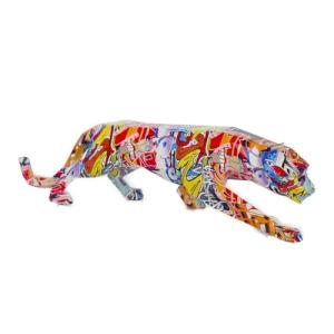 BY SIGRIS Figura Leopardo Multicolor de Resina 14X9X48cm Fi…