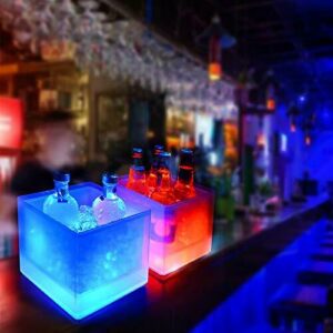 Suppyfly Cubo de hielo LED de 5 litros para vino, color cam…