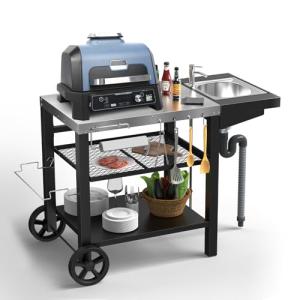 GFTIME Carro de barbacoa 107 x 63 x 81 cm, barbacoa con fre…